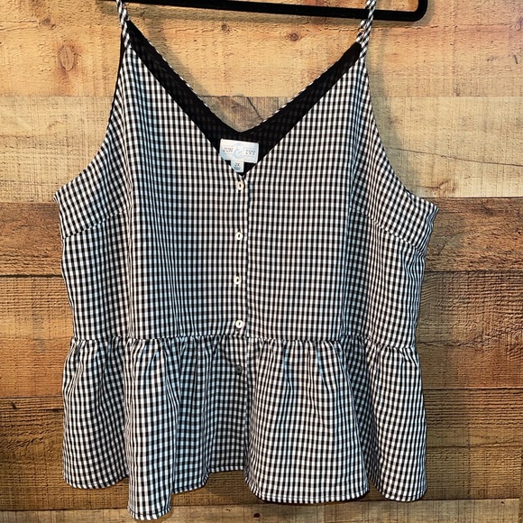 Jun & Ivy Plaid Babydoll Tank Top blouse - Picture 2 of 5